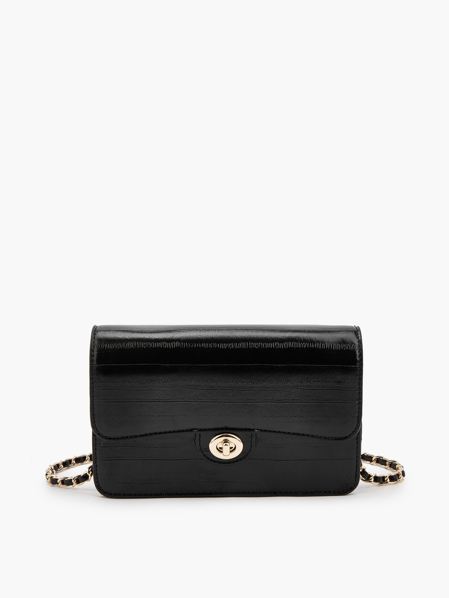 Textured Crossbody Bag with Chain Strap