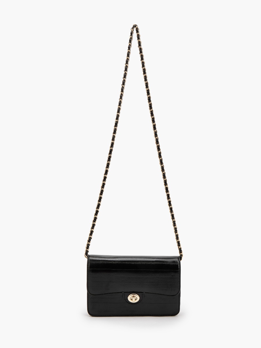 Textured Crossbody Bag with Chain Strap