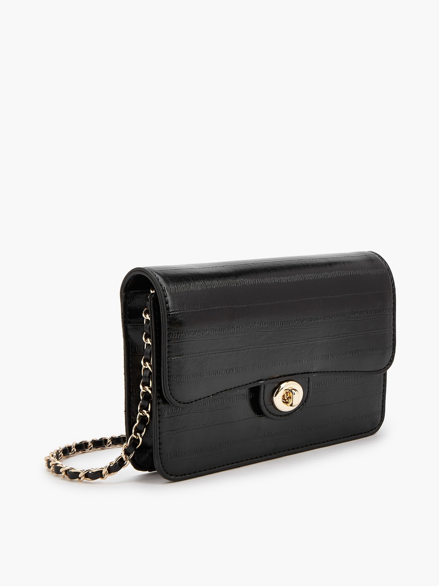 Textured Crossbody Bag with Chain Strap