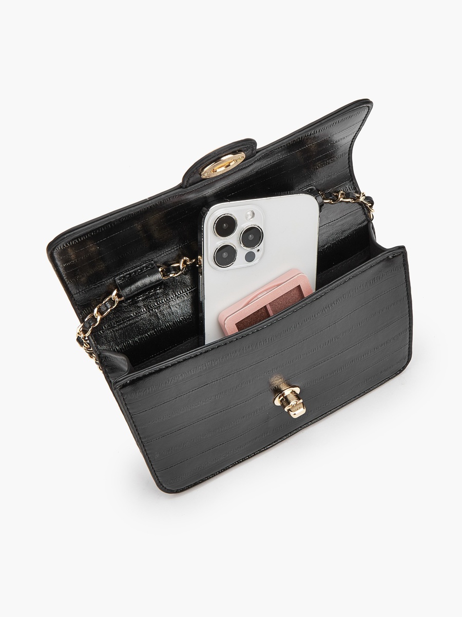 Textured Crossbody Bag with Chain Strap