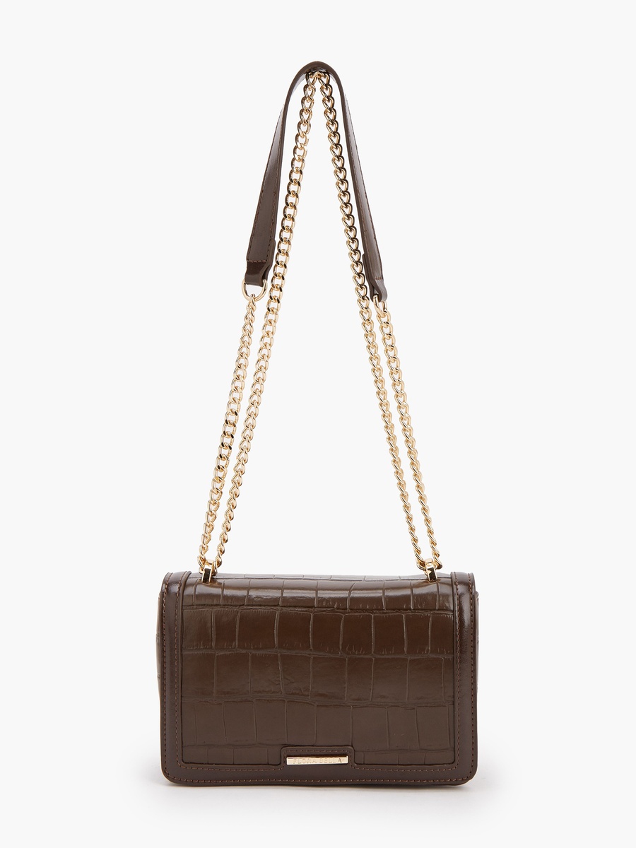 Textured Crossbody Bag with Chain Strap