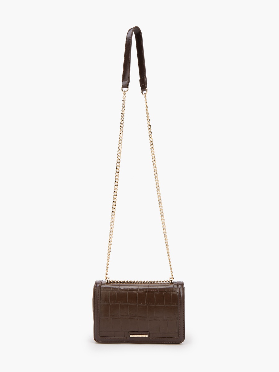 Textured Crossbody Bag with Chain Strap