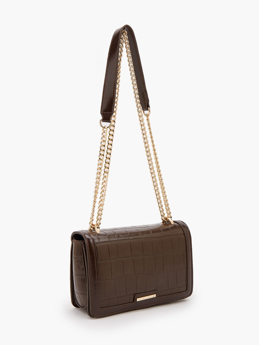 Textured Crossbody Bag with Chain Strap
