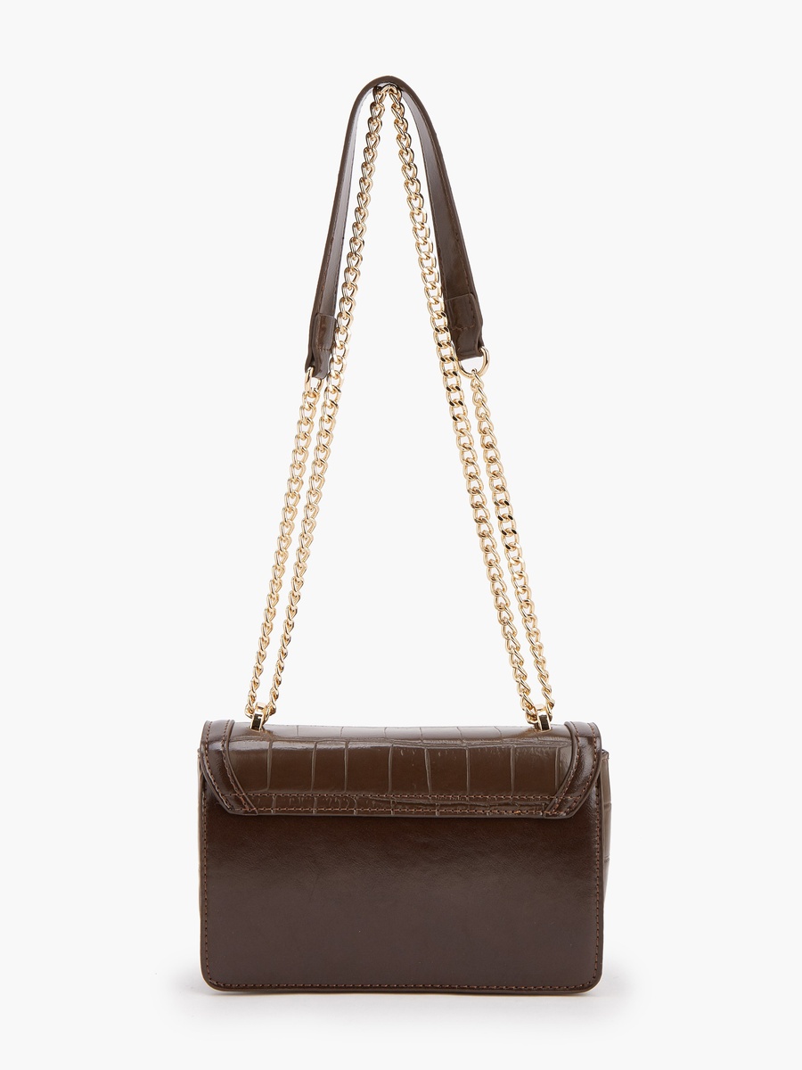 Textured Crossbody Bag with Chain Strap