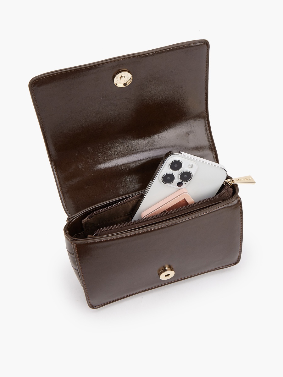 Textured Crossbody Bag with Chain Strap