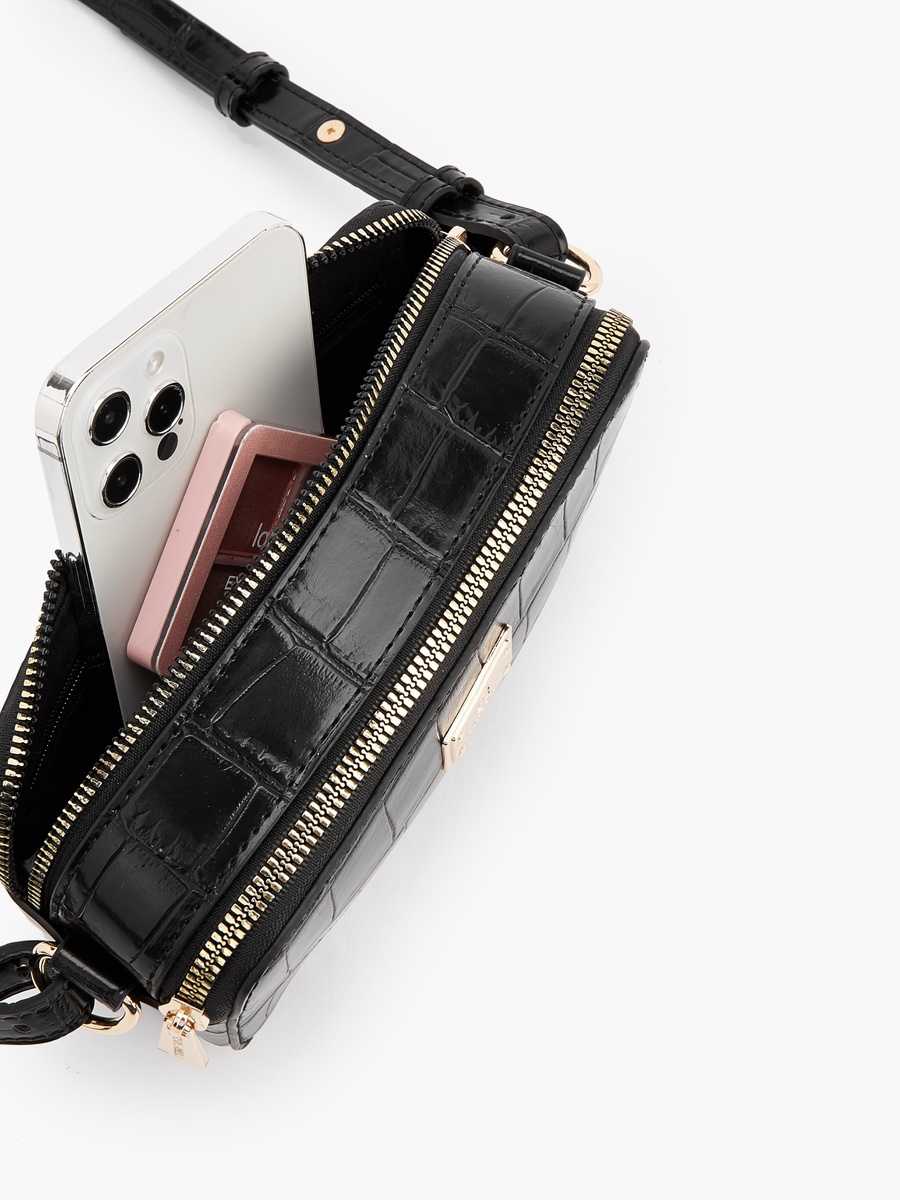 Textured Crossbody Bag with Adjustable Strap