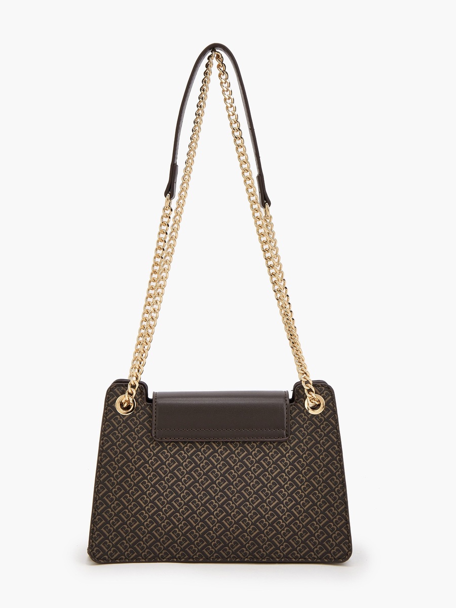 Monogram Print Crossbody Bag with Chain Strap