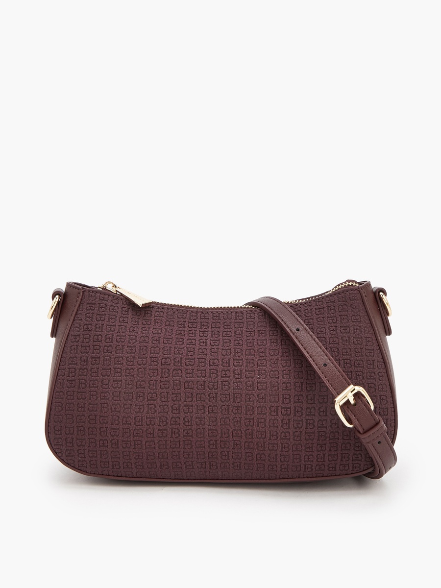 Embossed Crossbody Bag with Zip Closure
