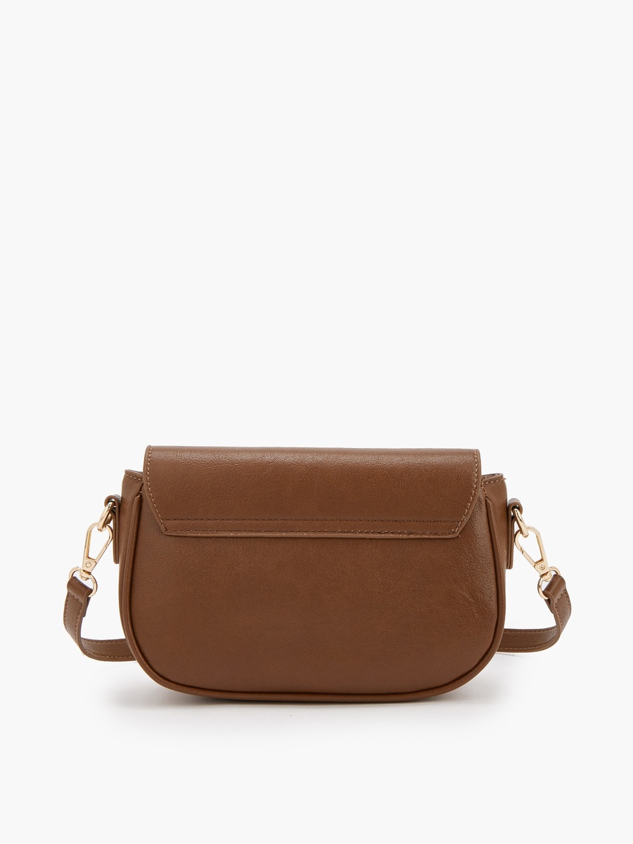 Solid Crossbody Bag with Zip Closure