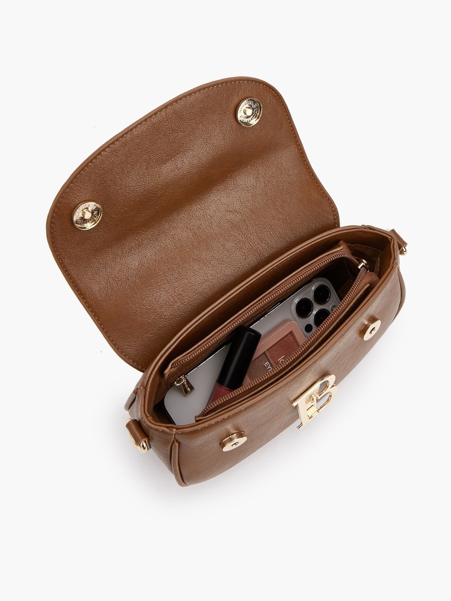 Solid Crossbody Bag with Zip Closure