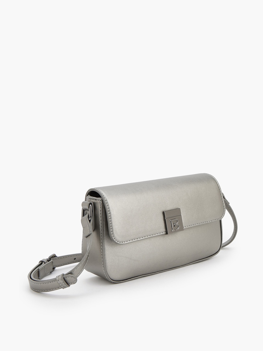 Solid Crossbody Bag with Magnetic Clasp Closure