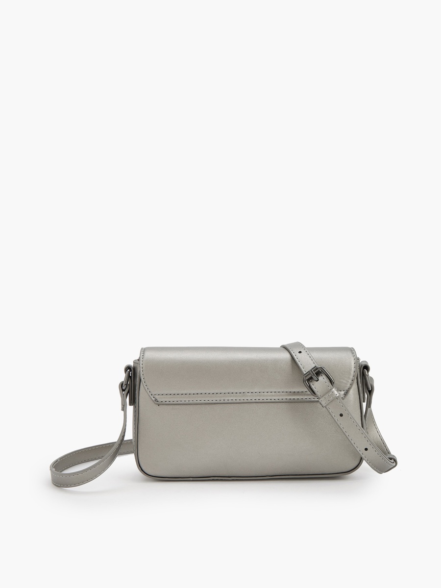 Solid Crossbody Bag with Magnetic Clasp Closure