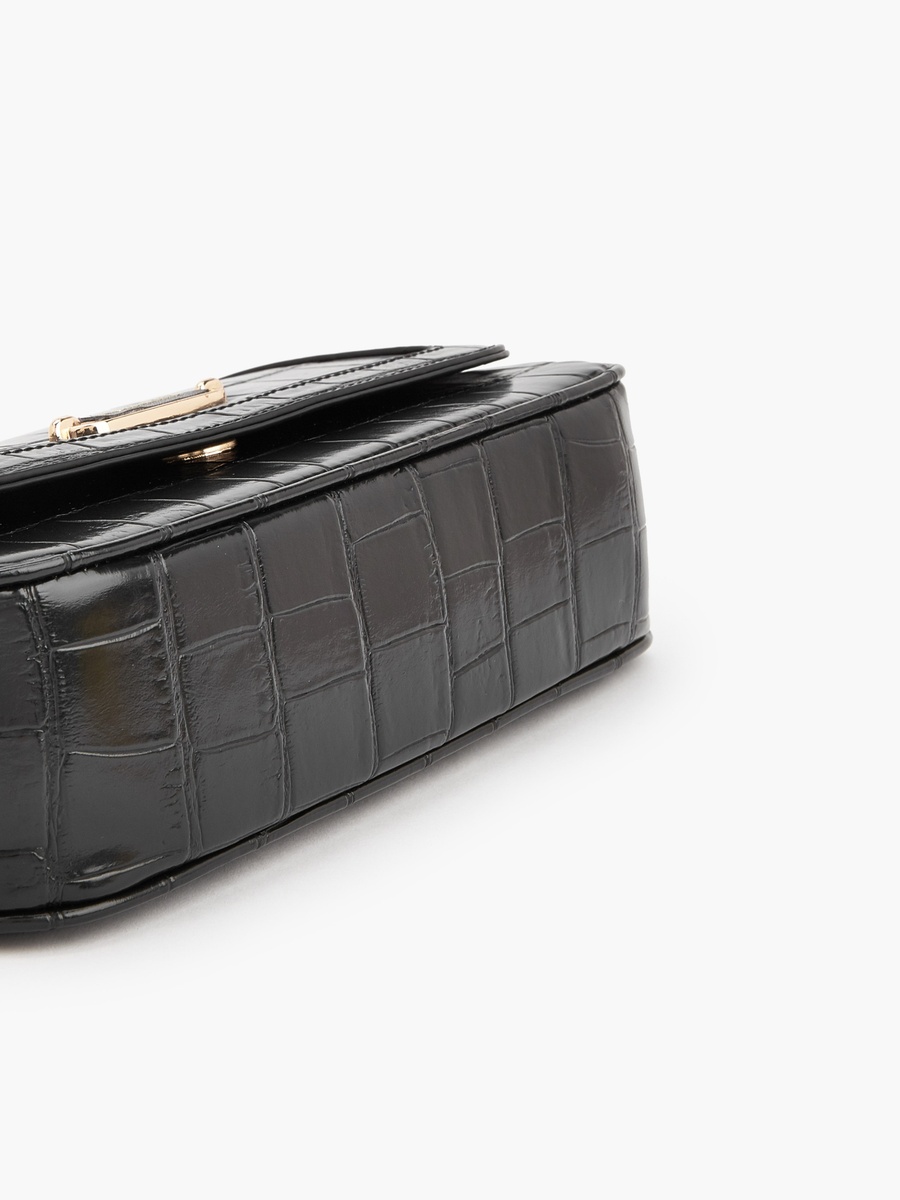 Textured Crossbody Bag with Magnetic Flap Closure