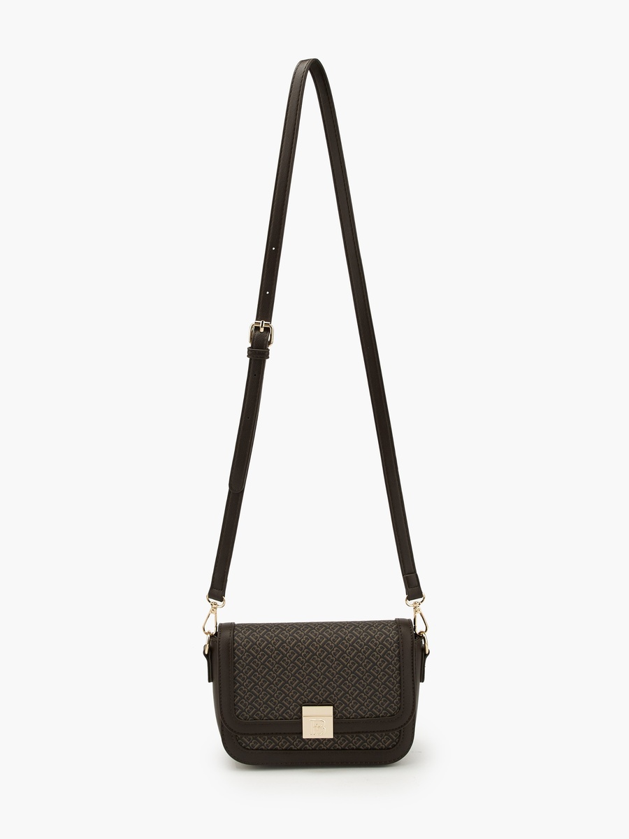 Monogram Print Crossbody Bag with Detachable Strap