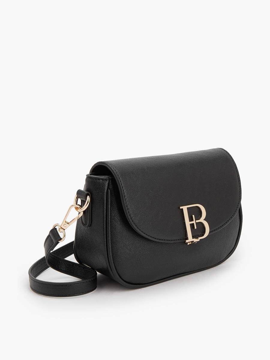 Solid Crossbody Bag with Zip Closure