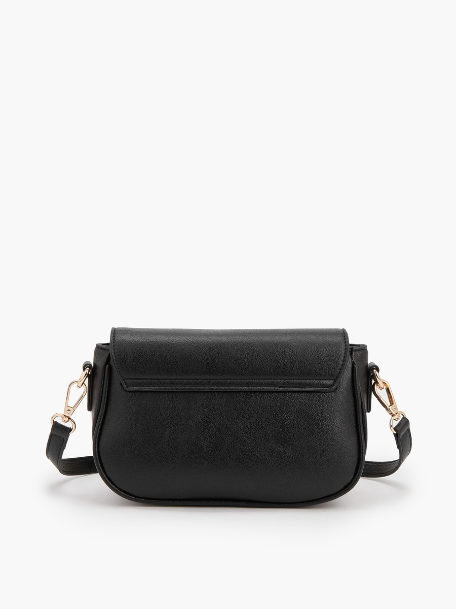 Solid Crossbody Bag with Zip Closure
