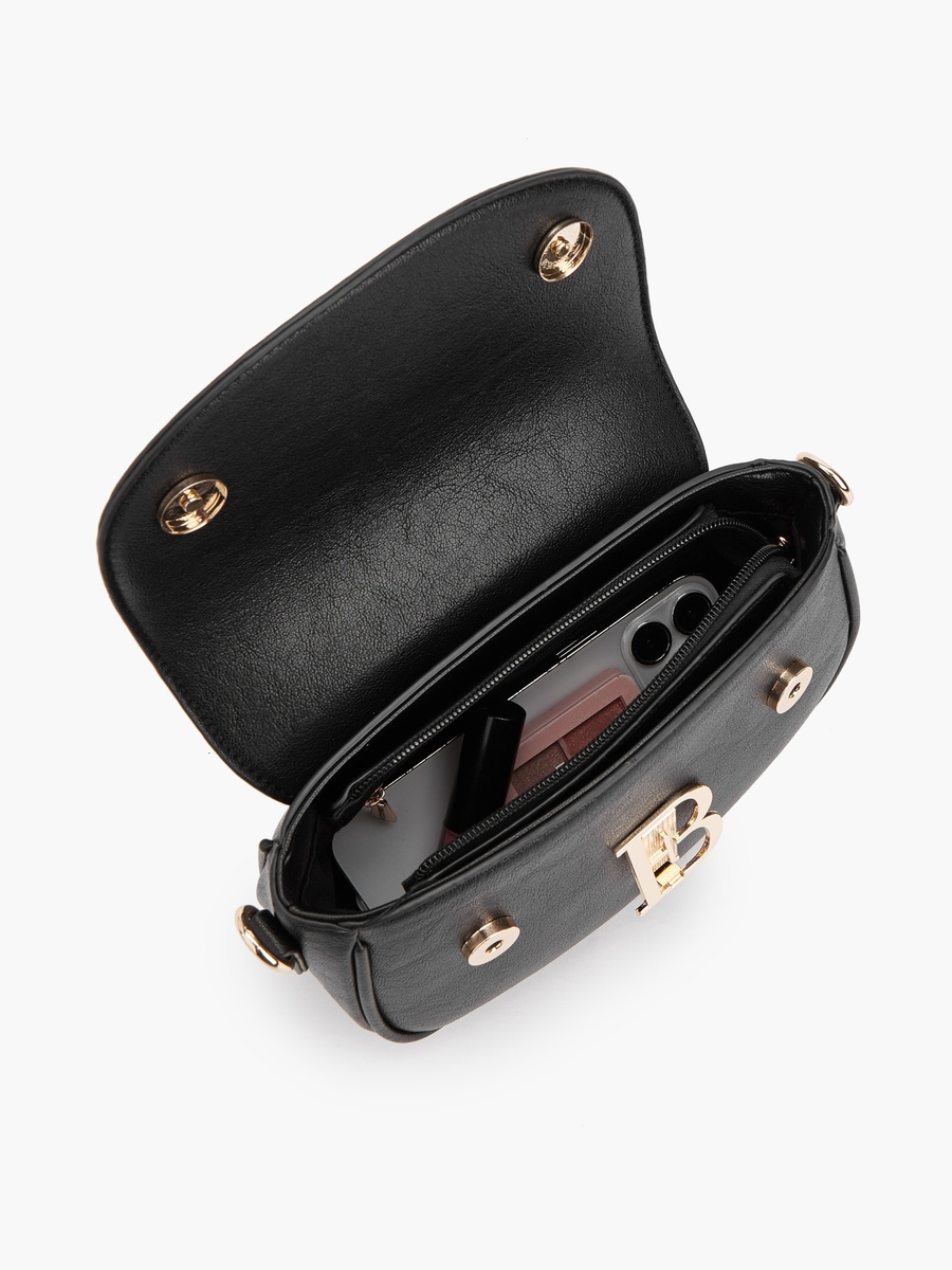 Solid Crossbody Bag with Zip Closure