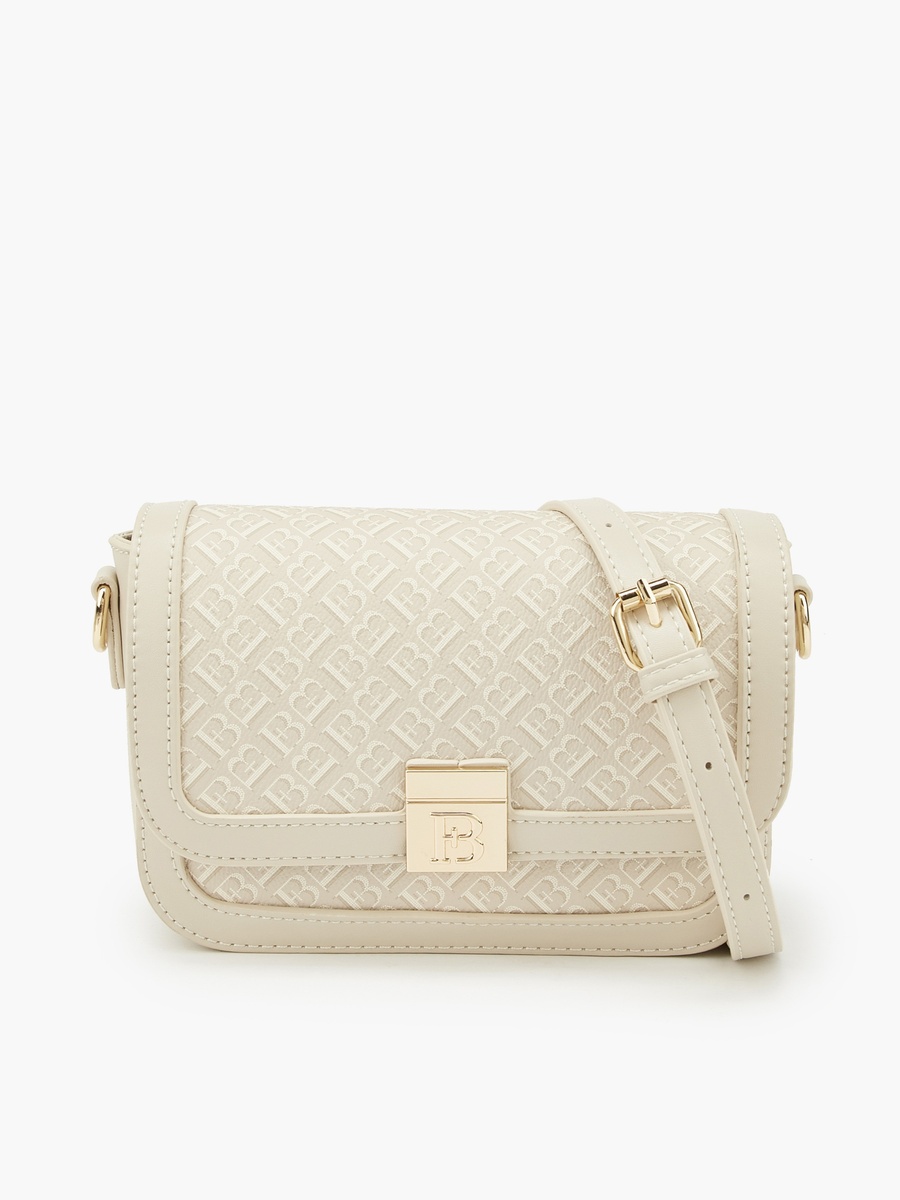 Monogram Print Crossbody Bag with Detachable Strap