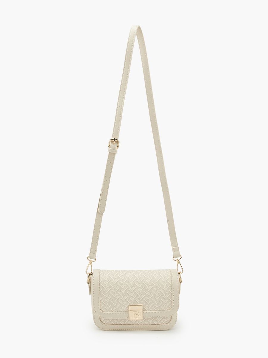 Monogram Print Crossbody Bag with Detachable Strap