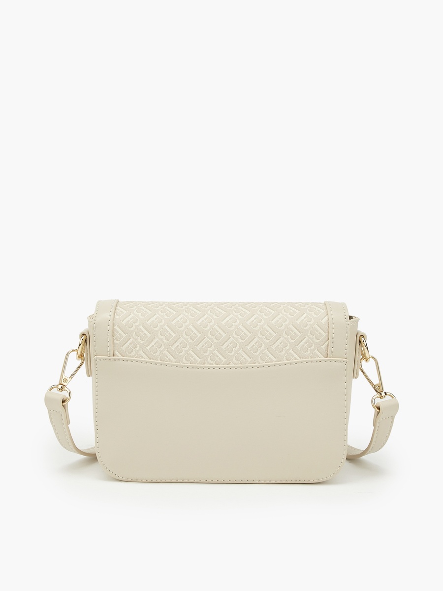 Monogram Print Crossbody Bag with Detachable Strap