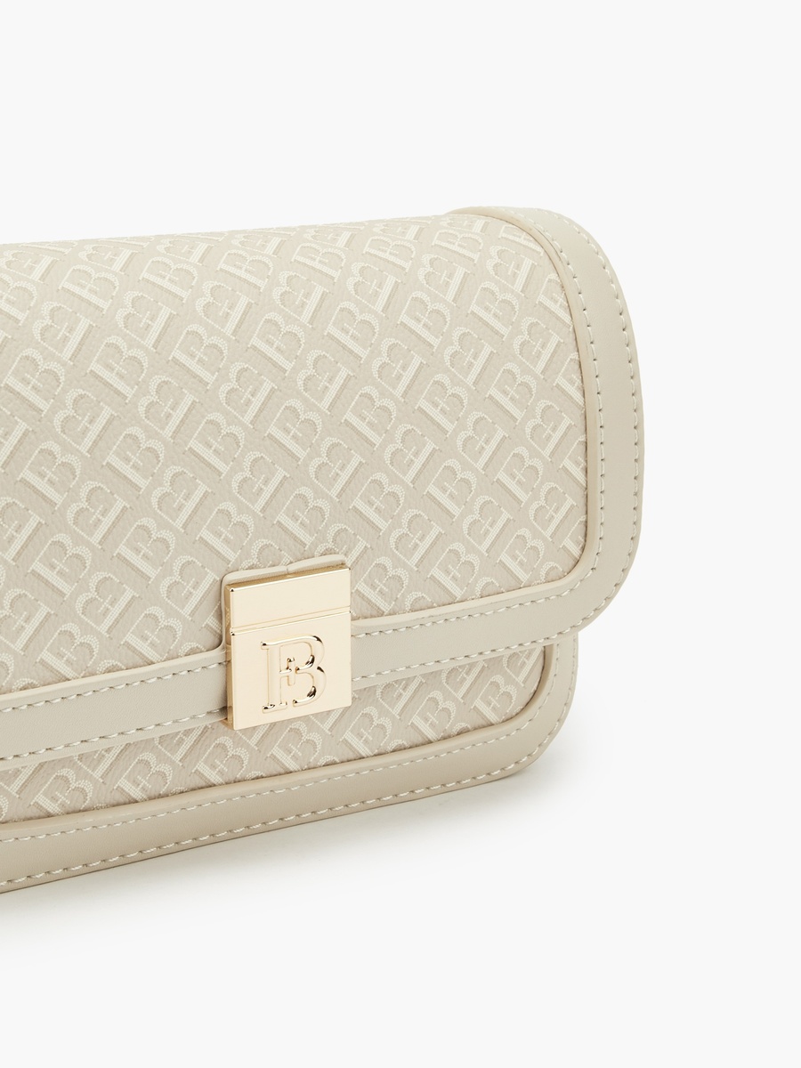 Monogram Print Crossbody Bag with Detachable Strap