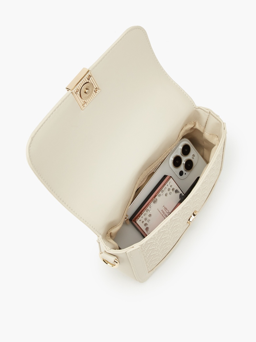 Monogram Print Crossbody Bag with Detachable Strap