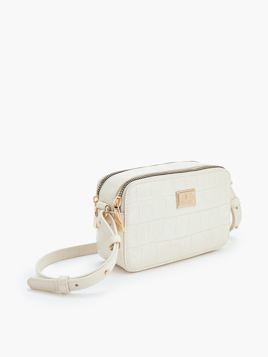 Textured Crossbody Bag with Adjustable Strap