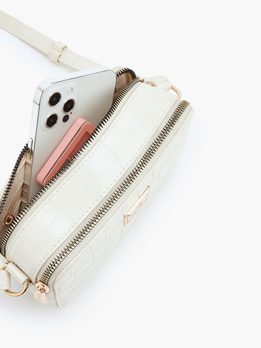 Textured Crossbody Bag with Adjustable Strap