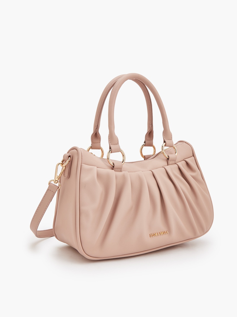 Pleated Tote Bag with Detachable Strap