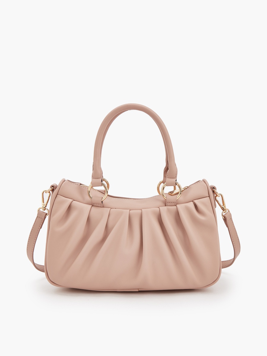 Pleated Tote Bag with Detachable Strap