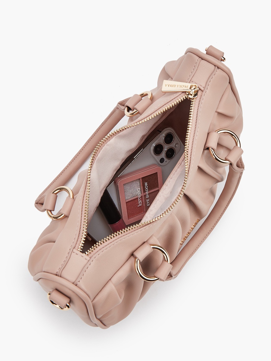 Pleated Tote Bag with Detachable Strap