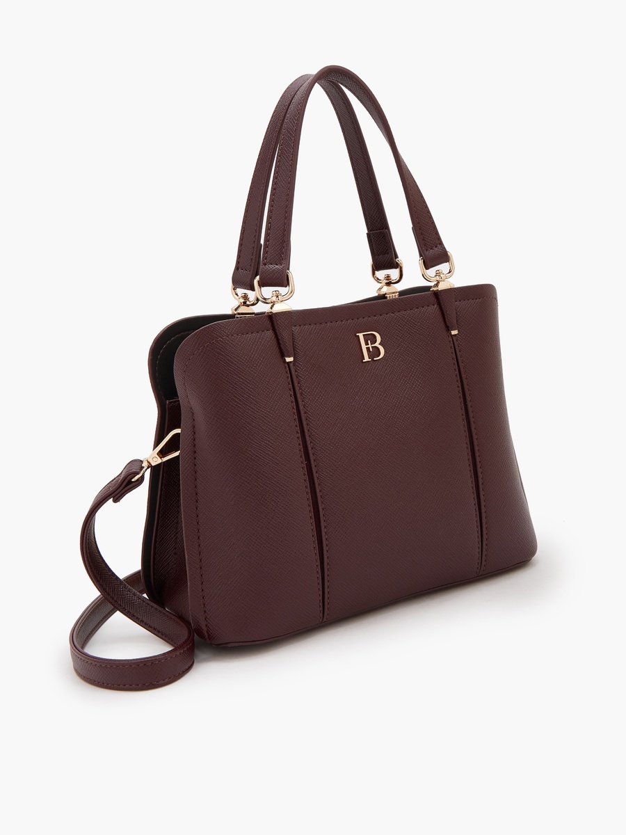 Solid Tote Bag with Detachable Strap