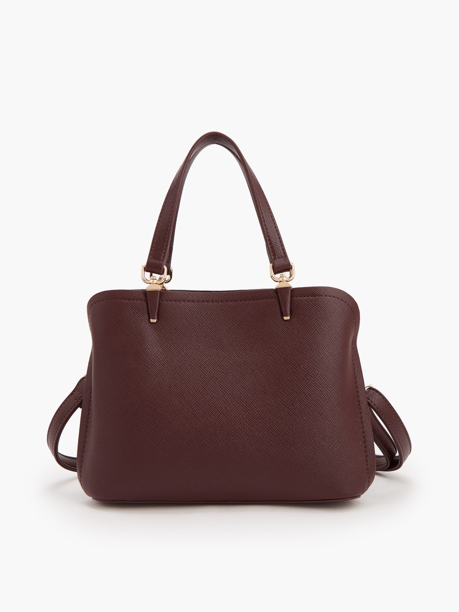 Solid Tote Bag with Detachable Strap