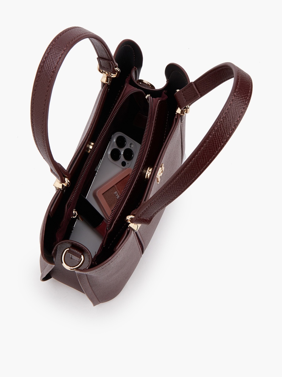 Solid Tote Bag with Detachable Strap