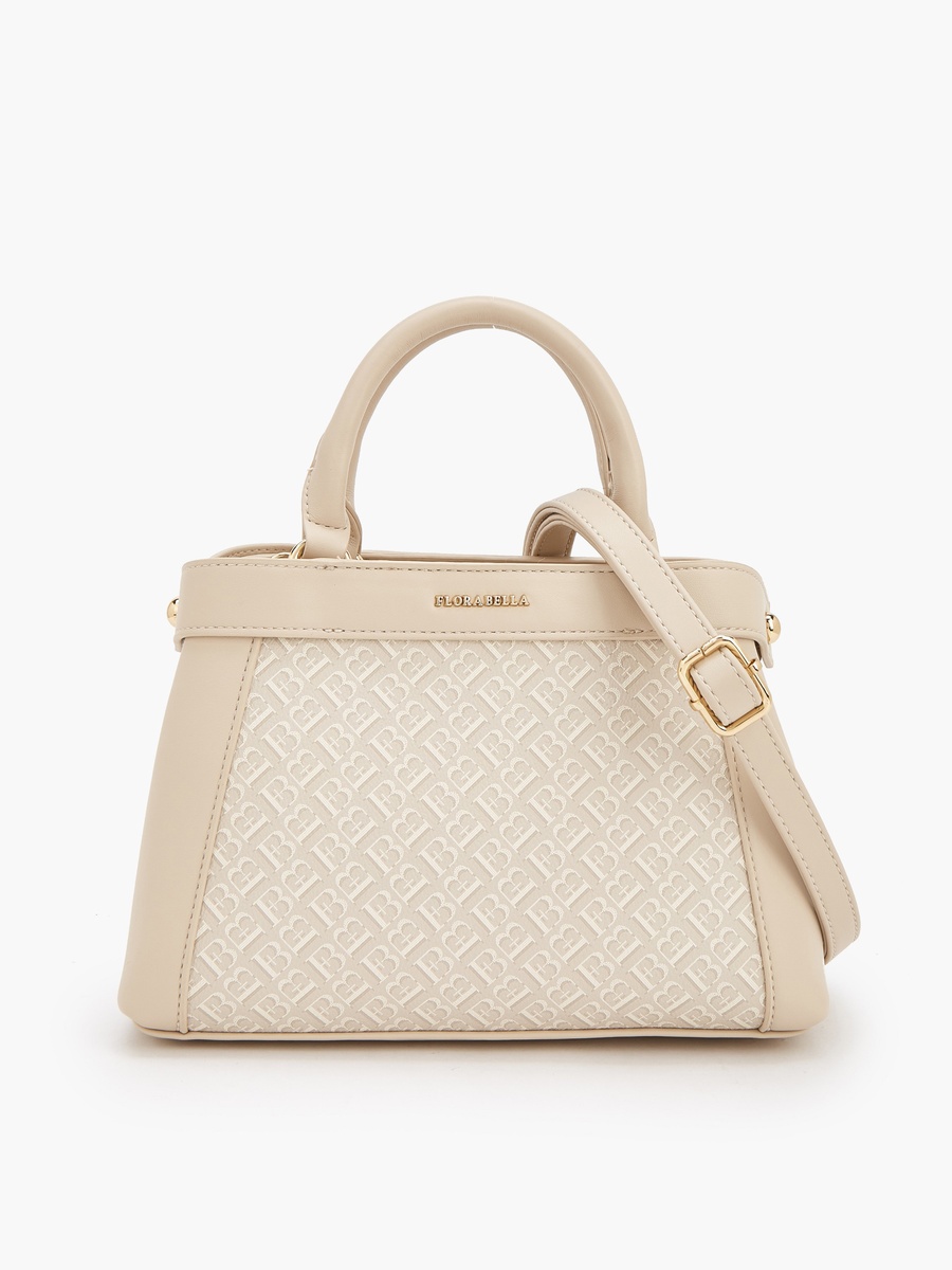 Monogram Print Tote Bag with Detachable Strap