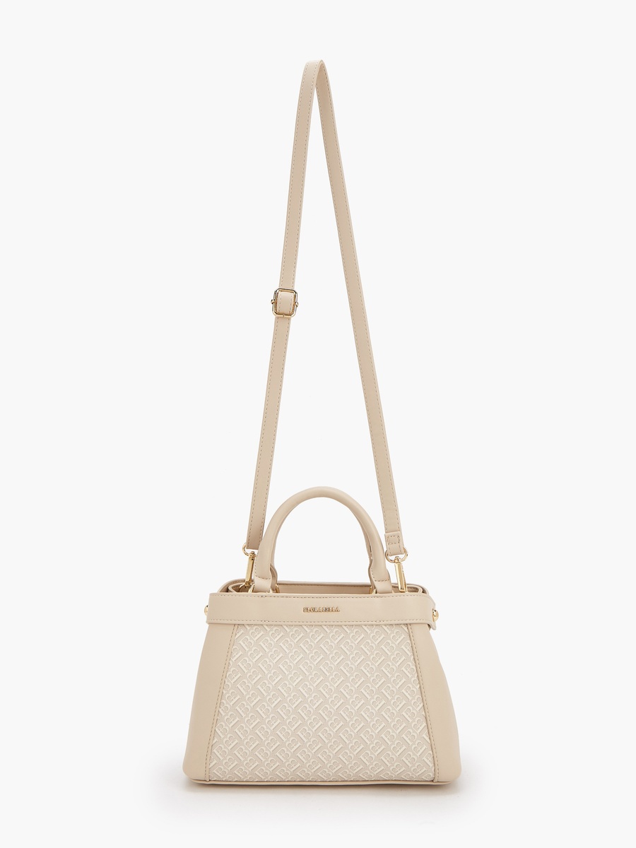Monogram Print Tote Bag with Detachable Strap