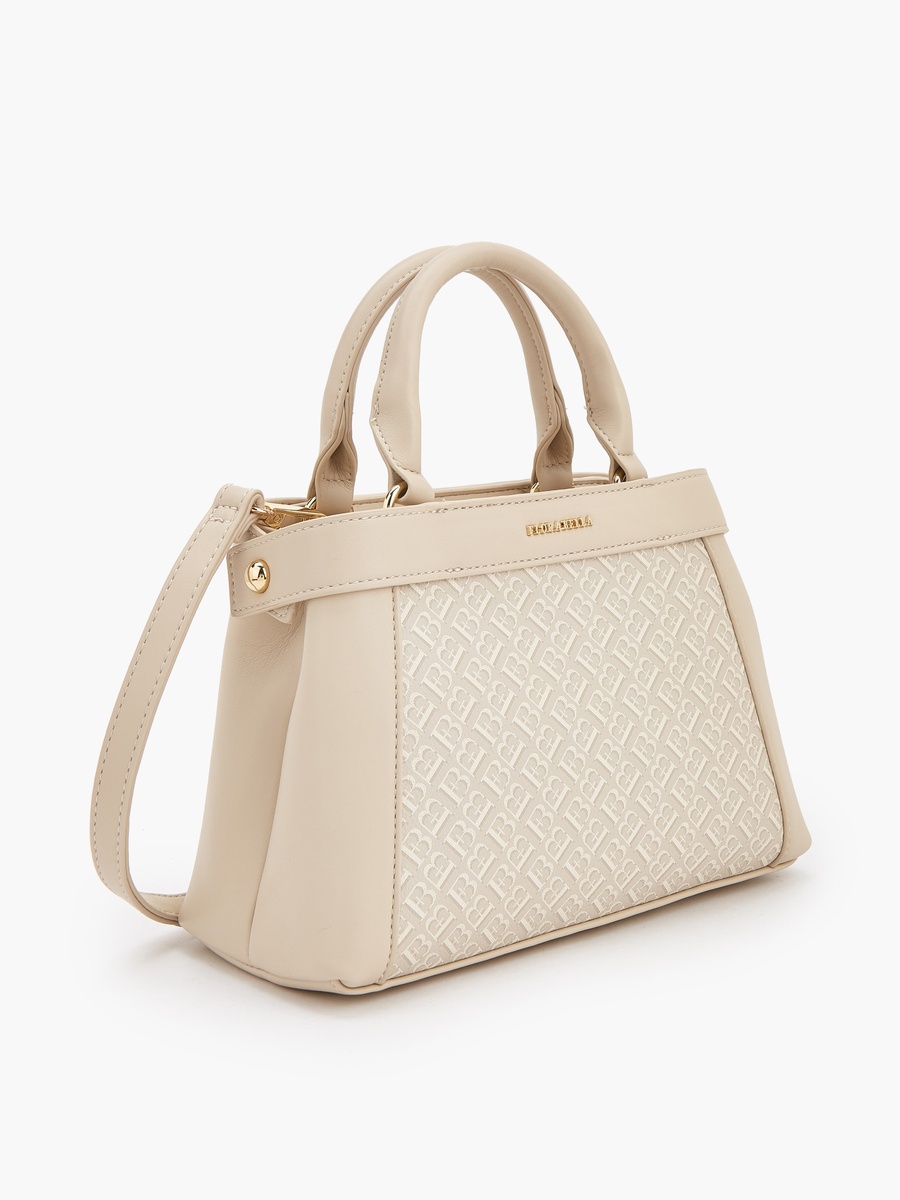 Monogram Print Tote Bag with Detachable Strap
