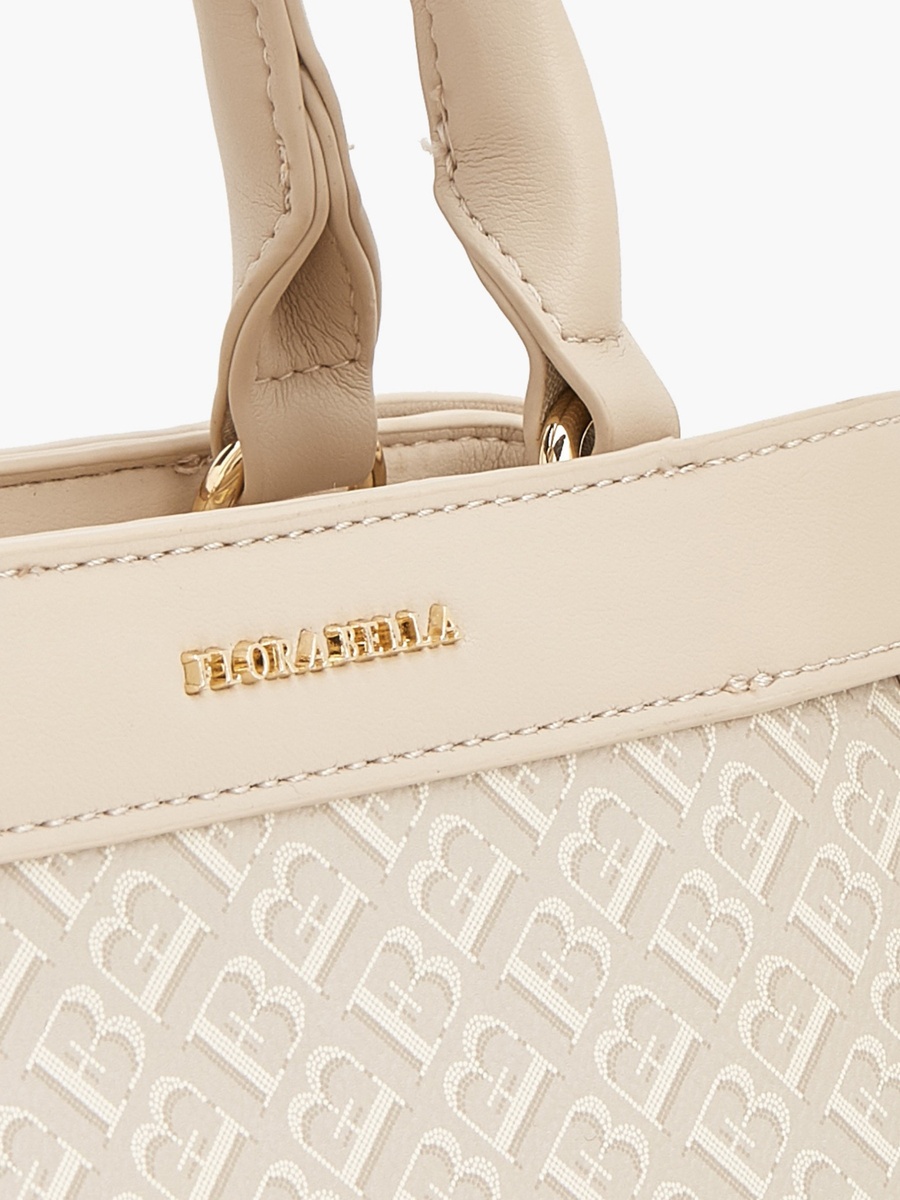 Monogram Print Tote Bag with Detachable Strap