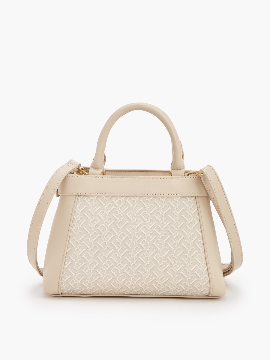 Monogram Print Tote Bag with Detachable Strap