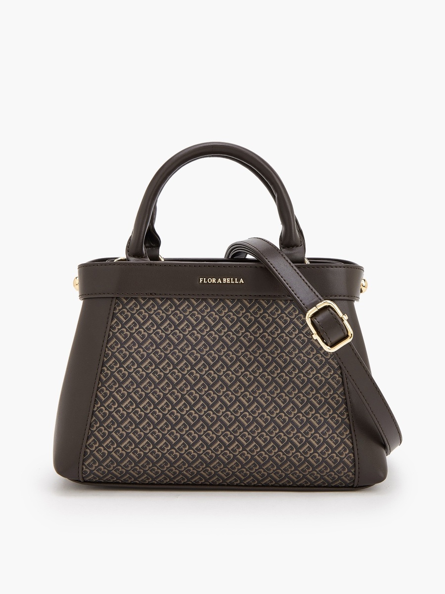 Monogram Print Tote Bag with Detachable Strap