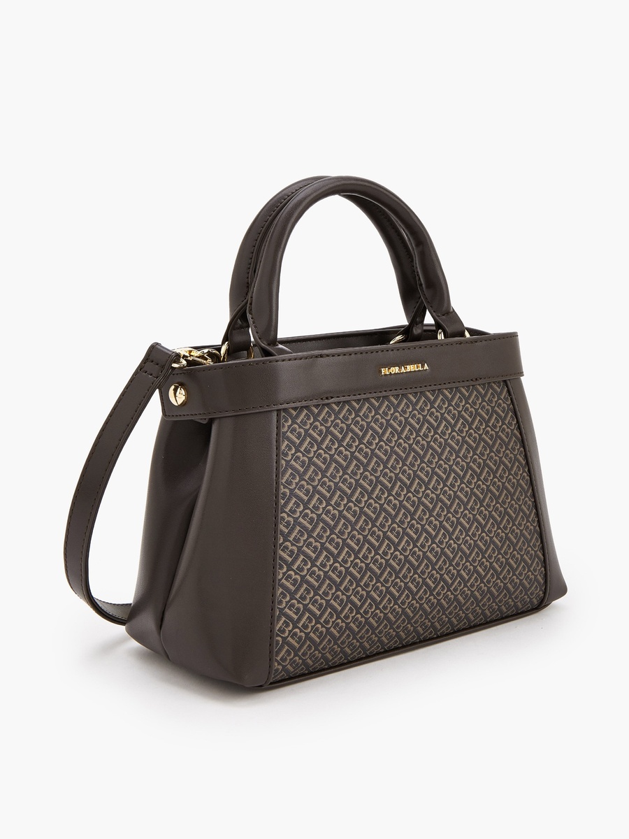 Monogram Print Tote Bag with Detachable Strap