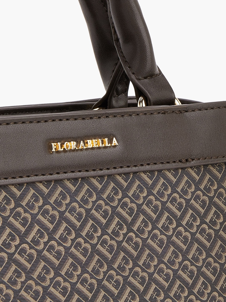 Monogram Print Tote Bag with Detachable Strap