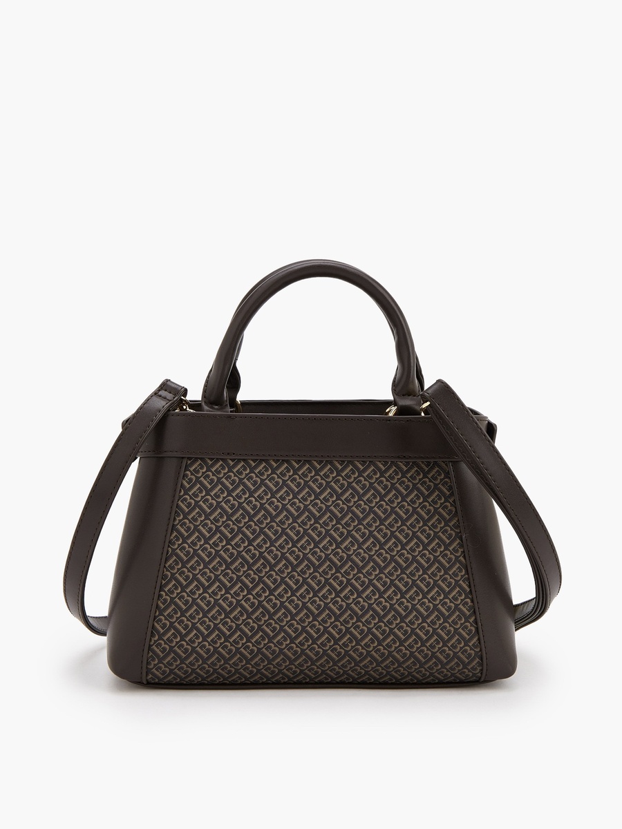 Monogram Print Tote Bag with Detachable Strap