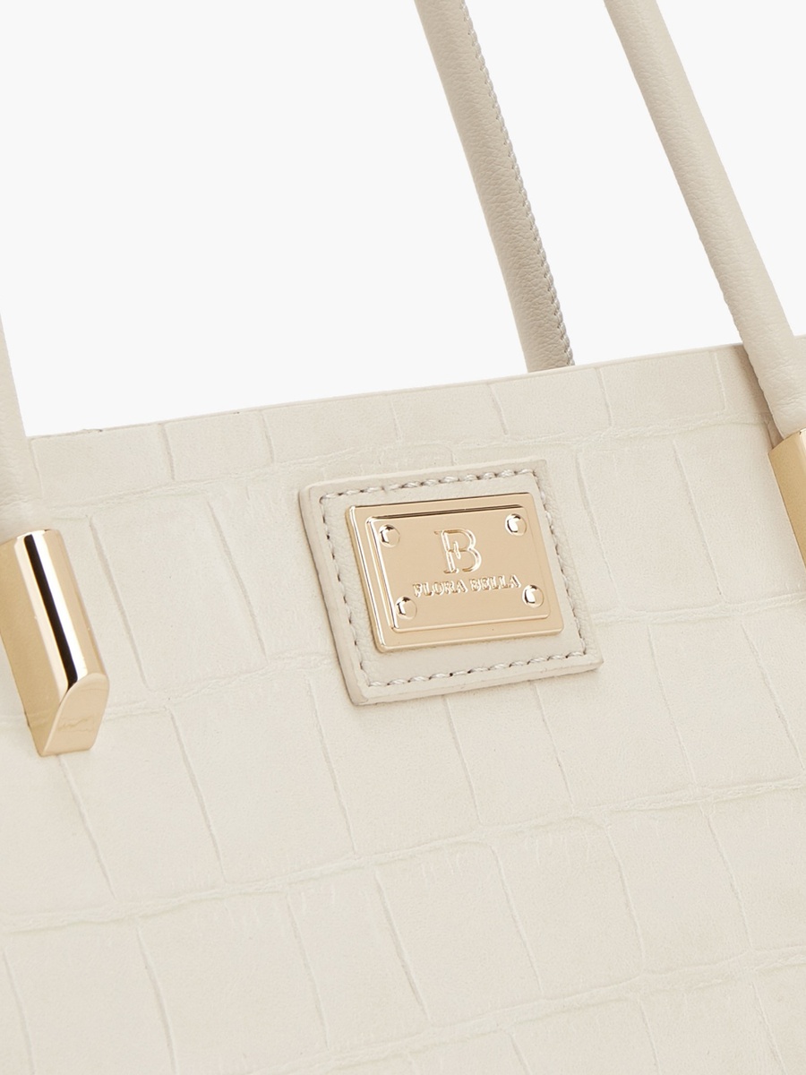 Textured Tote Bag with Ribbon Detail and Pouch