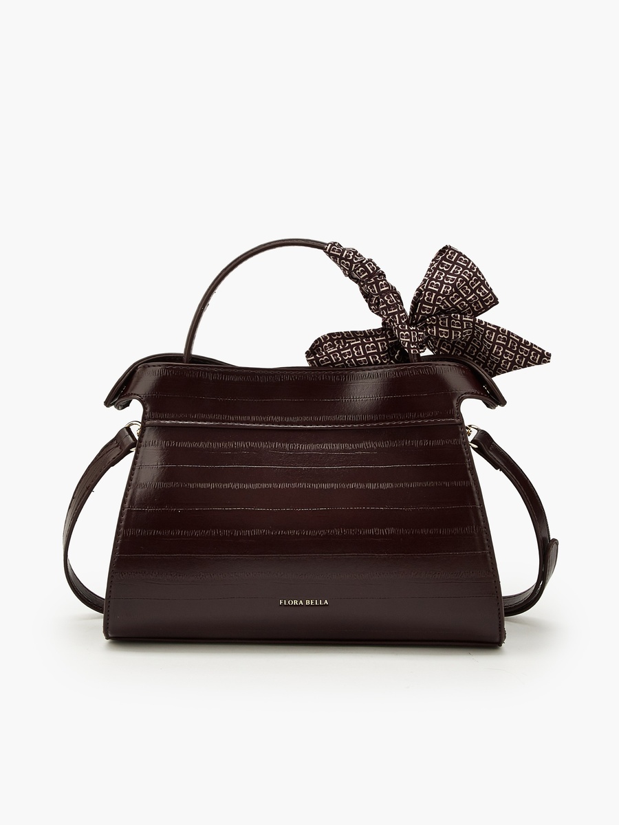 Textured Satchel Bag with Scarf Detail