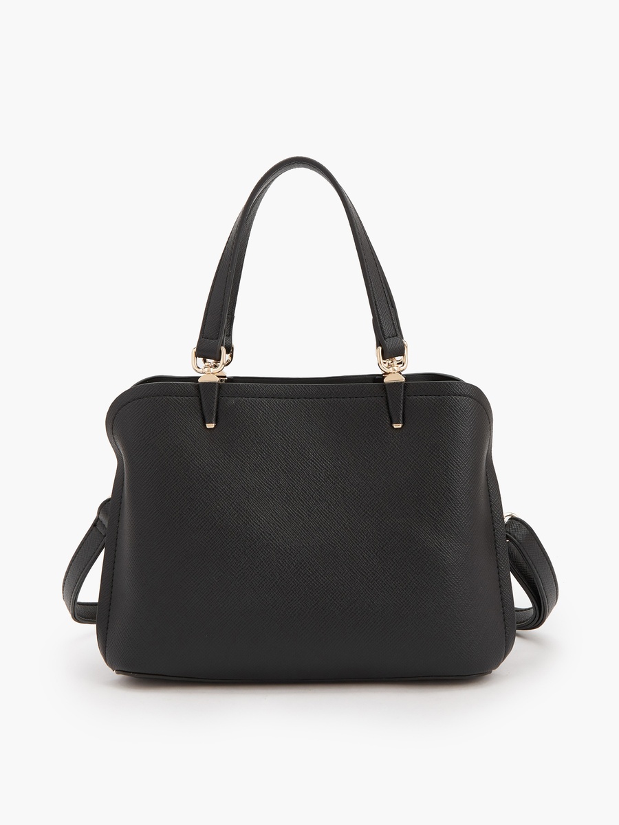 Solid Tote Bag with Detachable Strap
