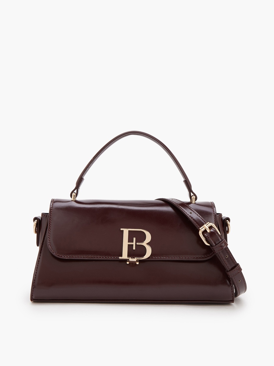 Solid Satchel Bag with Detachable Strap