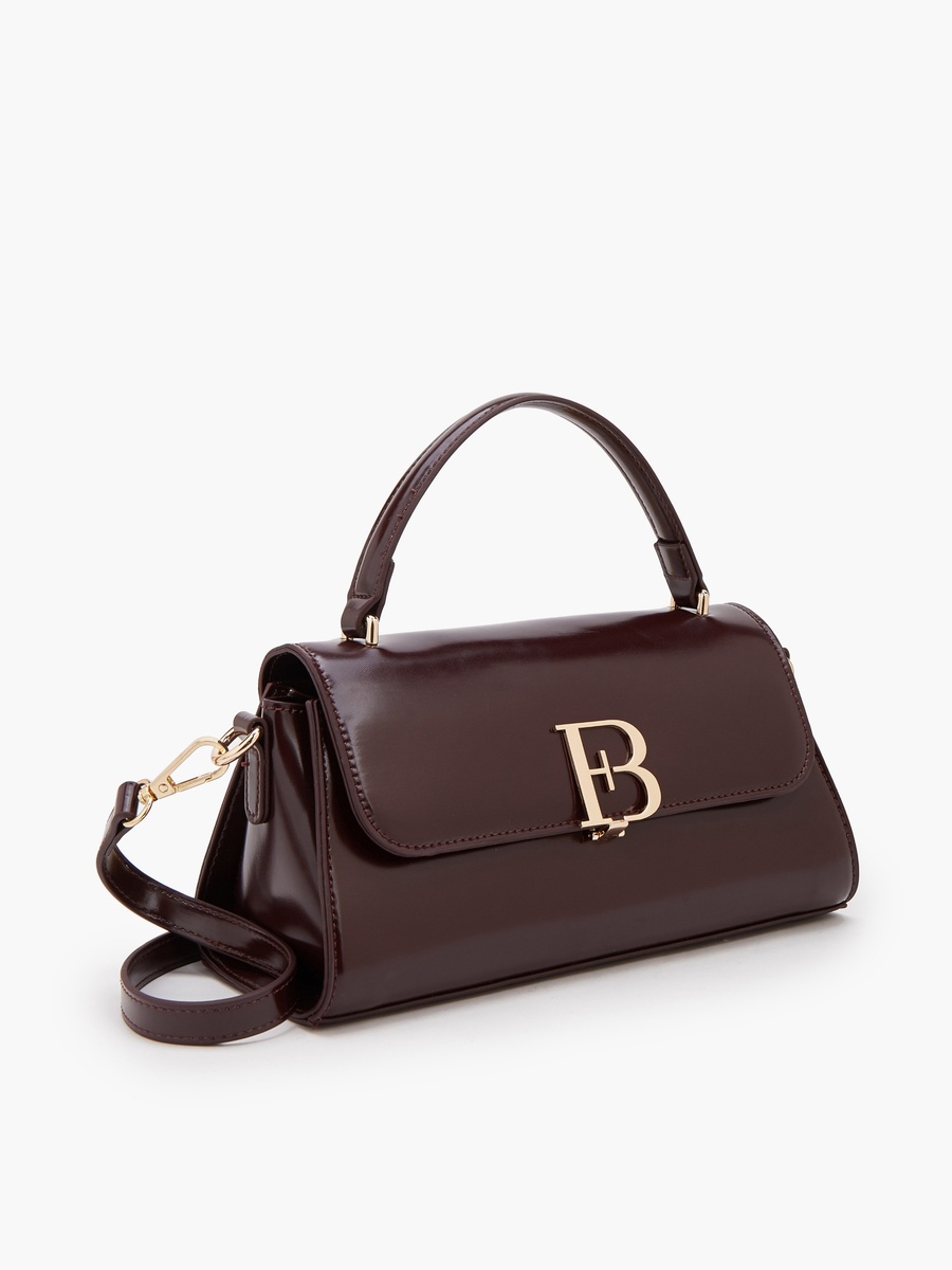 Solid Satchel Bag with Detachable Strap