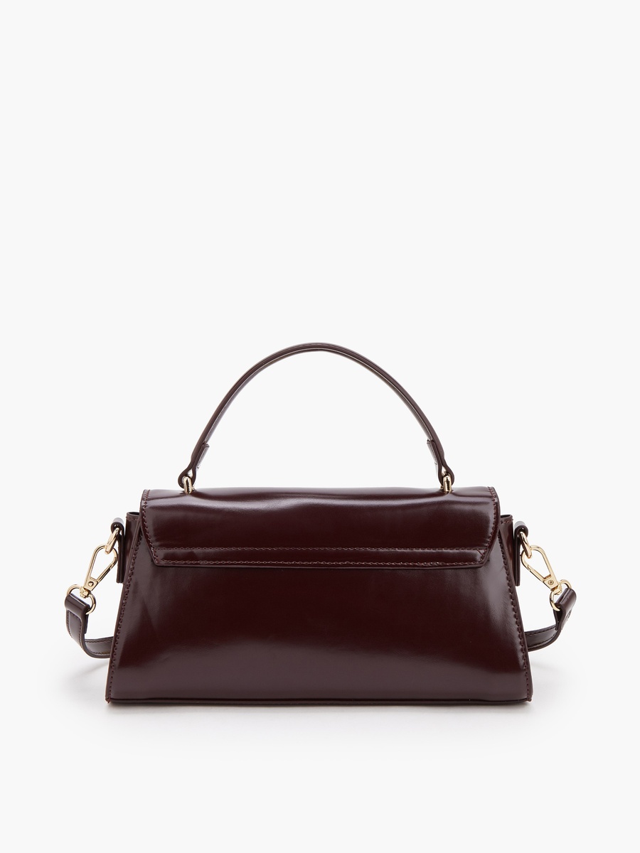 Solid Satchel Bag with Detachable Strap