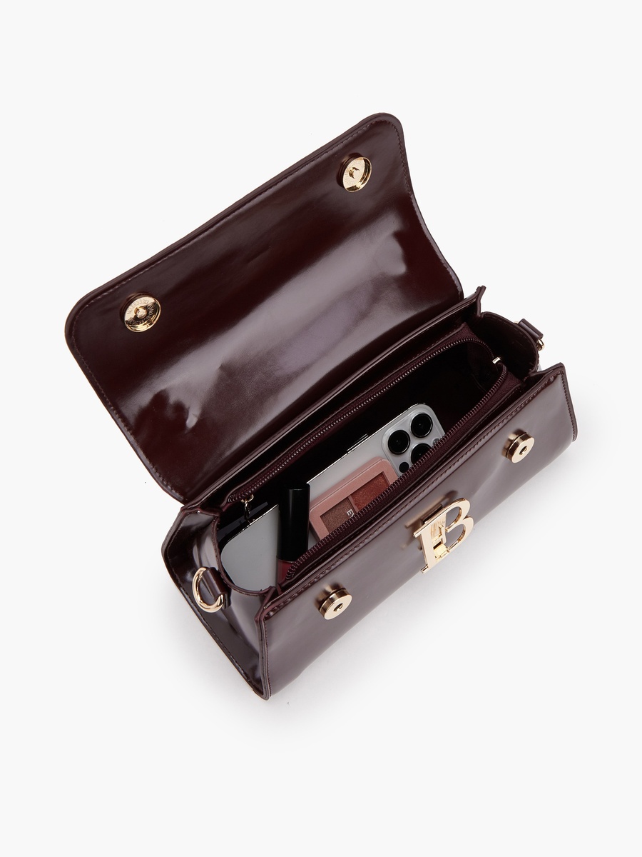 Solid Satchel Bag with Detachable Strap